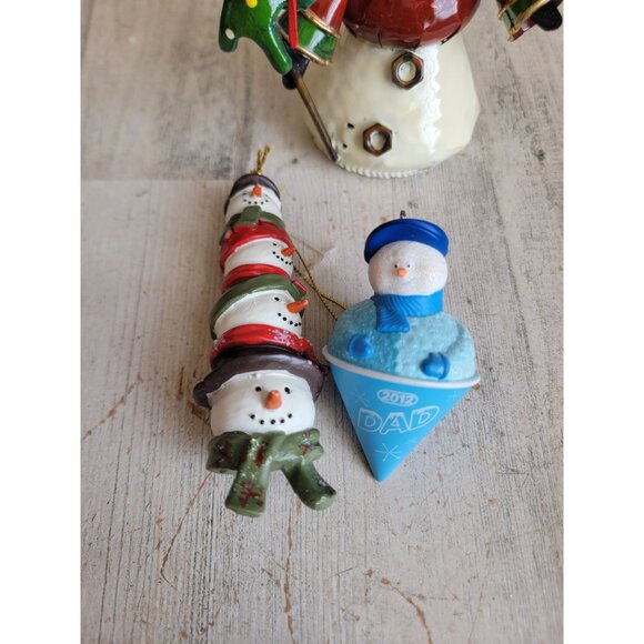 Snowman variety dad stack totem tree ornament Xmas set unique - Picture 5 of 10